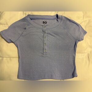 SO - Baby Blue Snap Henley Crop Top (NWOT)